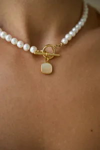Кольє "Simple" - Медсплав, Перлини Кукурудза - арт. 3520095710 - Le'Perle - мініатюра 3