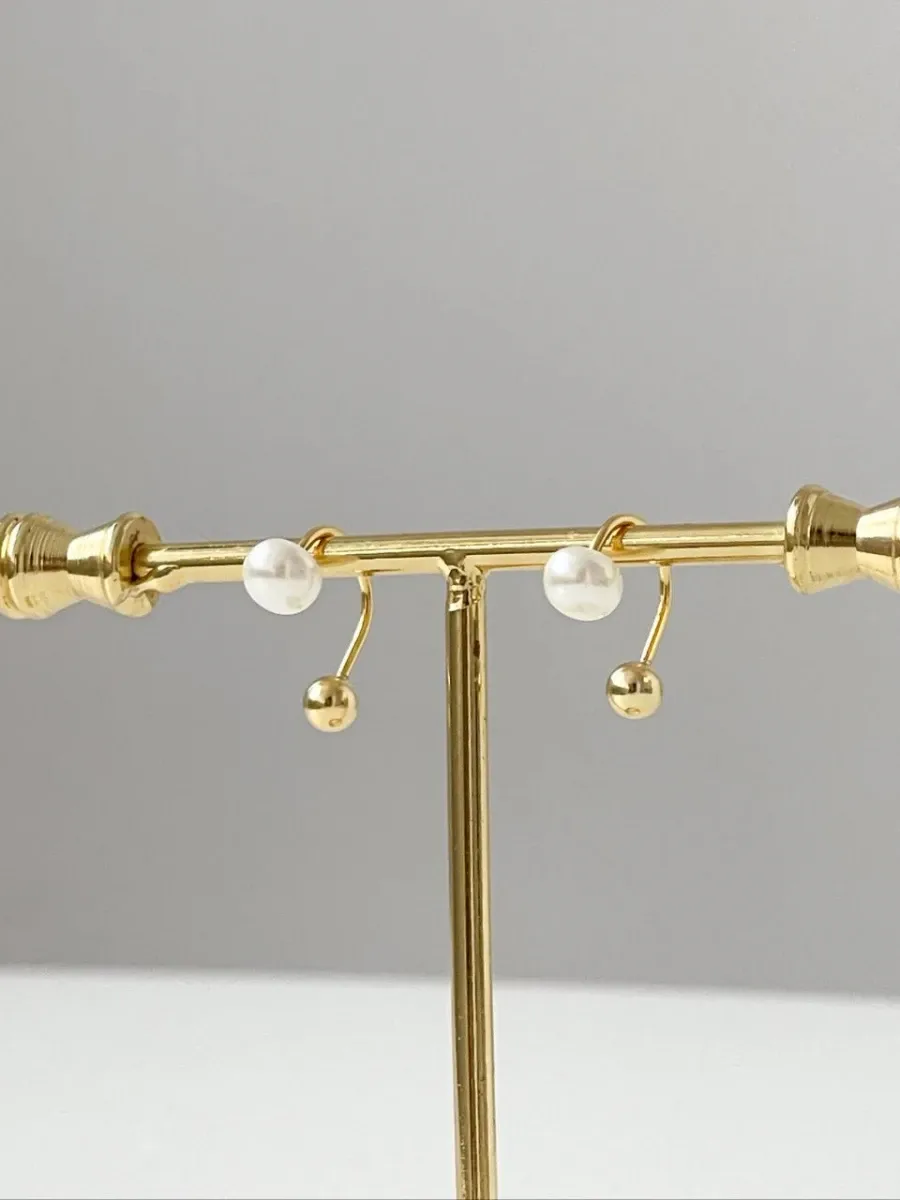 Сережки "Gold Balance" - Медсплав, Перламутр Круглий - арт. 1843945127 - Le'Perle - фото 3