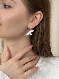 Сережки "Горлиця" - Срібне Покриття, Полімерна глина - арт. 5078301046 - Le'Perle - мініатюра 3
