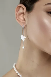 Сережки "Silver Горлиця" - Медсплав, Полімерна глина - арт. 4973406847 - Le'Perle - мініатюра 4