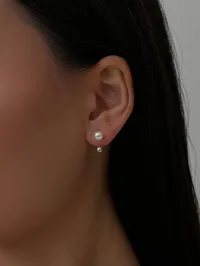 Сережки "Steel Balance" - Медсплав, Перламутр Круглий - арт. 9579388174 - Le'Perle - мініатюра 1