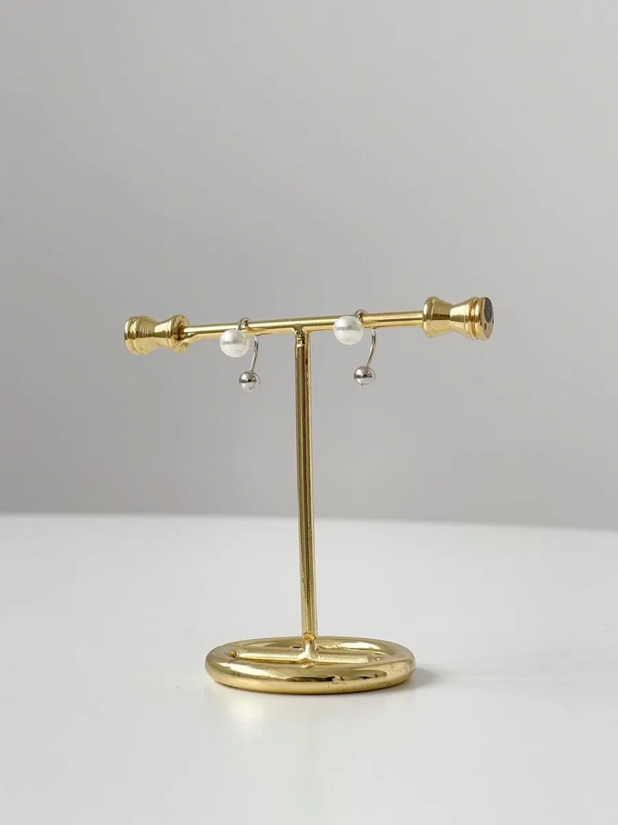 Сережки "Steel Balance" - Медсплав, Перламутр Круглий - арт. 9579388174 - Le'Perle - фото 2