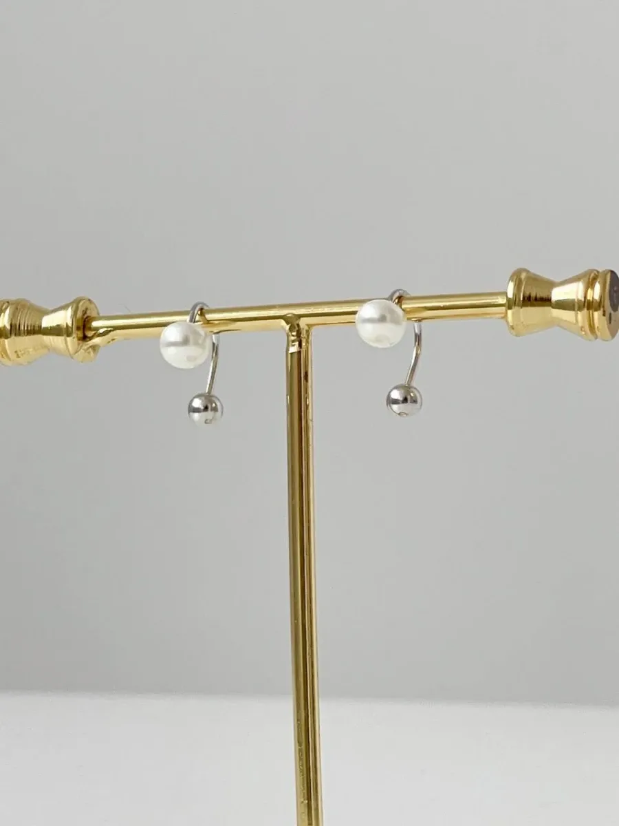 Сережки "Steel Balance" - Медсплав, Перламутр Круглий - арт. 9579388174 - Le'Perle - фото 3