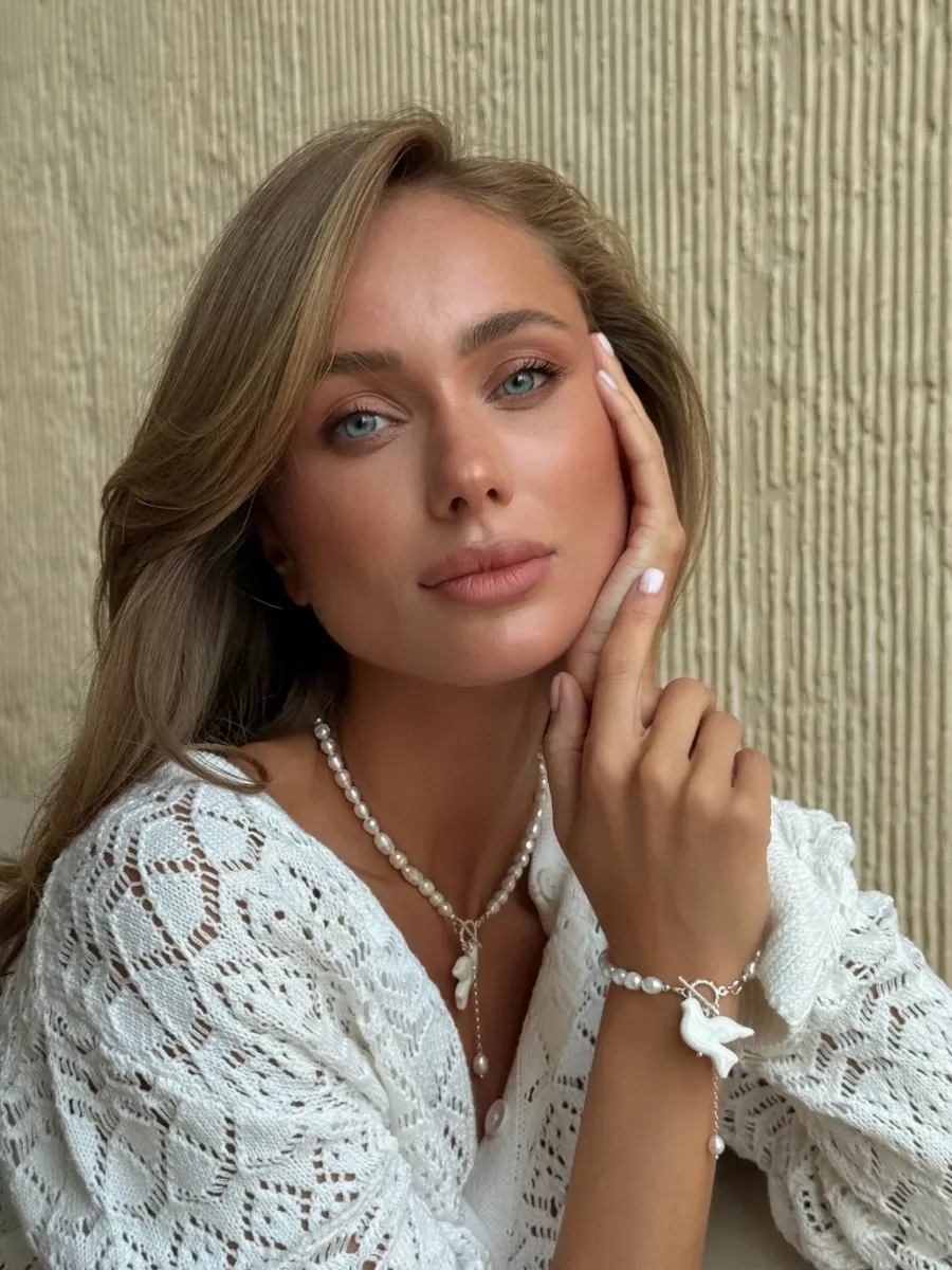 Браслет "Silver Горлиця" - Річкові Перлини, Полімерна глина - арт. 1351053597 - Le'Perle - фото 2