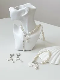 Сет "Silver Горлиця" - Річкові Перлини, Полімерна глина - арт. 8946458953 - Le'Perle - мініатюра 1