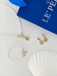 Сет "Eliza" - Медсплав, Японський Бісер, Місячний камінь гранований - арт. 3833096346 - Le'Perle - мініатюра 1
