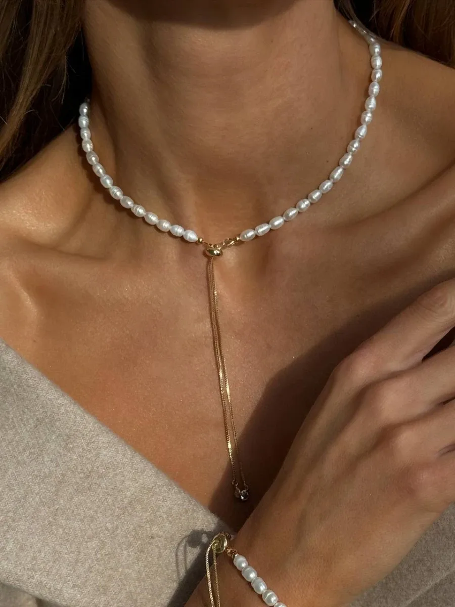 Кольє "Whisper Pearls" - Медсплав, Річкові Перлини - арт. 3019584814 - Le'Perle - фото 1