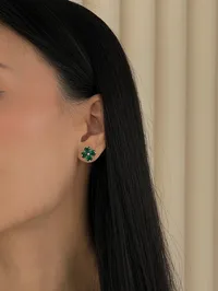 Сережки "Green Flower" - Медсплав - арт. 4857740556 - Le'Perle - мініатюра 1