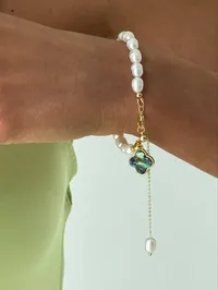 Браслет "Chrome Lilly" - Медсплав, Річкові Перлини - арт. 8800725511 - Le'Perle - мініатюра 2