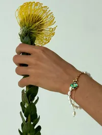 Браслет "Chrome Lilly" - Медсплав, Річкові Перлини - арт. 8800725511 - Le'Perle - мініатюра 3
