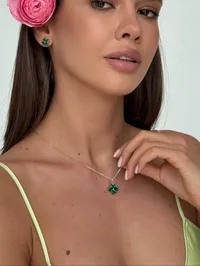 Кольє "Green Flower" - Медсплав - арт. 7906601748 - Le'Perle - мініатюра 3