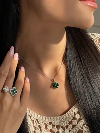 Кольє "Green Flower" - Медсплав - арт. 7906601748 - Le'Perle - мініатюра 4