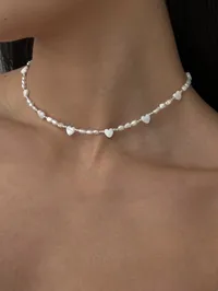 Кольє "Pearl Heart" - Річкові Перлини, Перламутрові Серця - арт. 4377803214 - Le'Perle - мініатюра 1