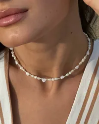 Кольє "Pearl Heart" - Річкові Перлини, Перламутрові Серця - арт. 4377803214 - Le'Perle - мініатюра 3