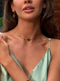 Кольє "Green Clover" - Медсплав - арт. 2663615215 - Le'Perle - мініатюра 2