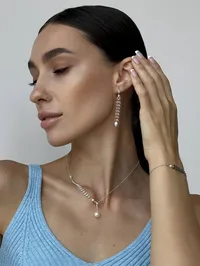 Сережки "Колос Steel" - Медсплав, Річкові Перлини - арт. 2854876007 - Le'Perle - мініатюра 6