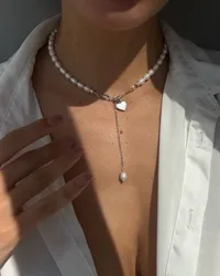 Кольє "Silver Lilly" - Медсплав, Річкові Перлини - арт. 3929862681 - Le'Perle - мініатюра 4