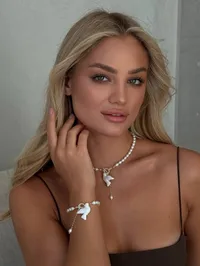 Кольє "Luxury Silver Горлиця" - Срібне Покриття, Полімерна глина, Преміум Перли - арт. 3614470793 - Le'Perle - мініатюра 3