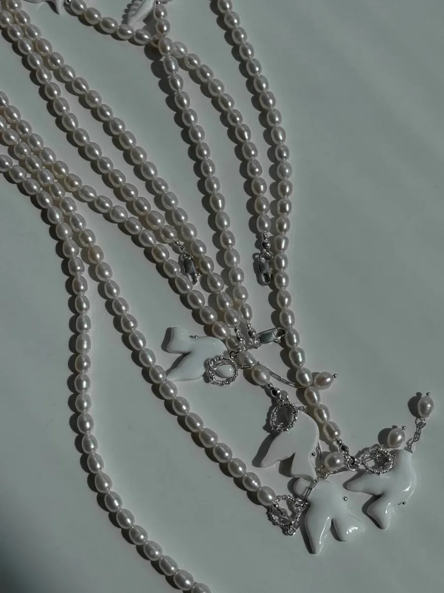 Кольє "Luxury Silver Горлиця" - Срібне Покриття, Полімерна глина, Преміум Перли - арт. 3614470793 - Le'Perle - фото 4