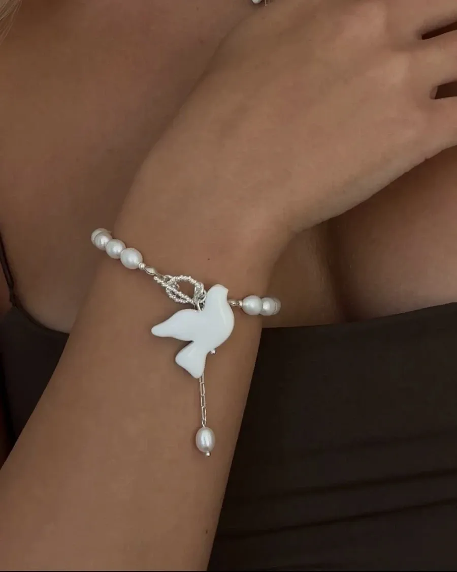Браслет "Luxury Silver Горлиця" - Полімерна глина, Преміум Перли - арт. 3119606029 - Le'Perle - фото 1