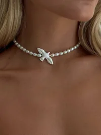 Кольє "Luxury Горлиця" - Срібне Покриття, Полімерна глина, Преміум Перли - арт. 9405119421 - Le'Perle - мініатюра 1