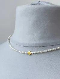 Кольє "Gold Clover" - Річкові Перлини - арт. 1586498421 - Le'Perle - мініатюра 5