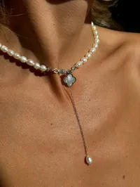 Кольє "Silver Clover" - Медсплав, Річкові Перлини - арт. 9219780298 - Le'Perle - мініатюра 2