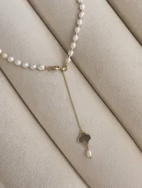 Кольє "Chrome Perla" - Медсплав, Річкові Перлини - арт. 1575714005 - Le'Perle - мініатюра 3
