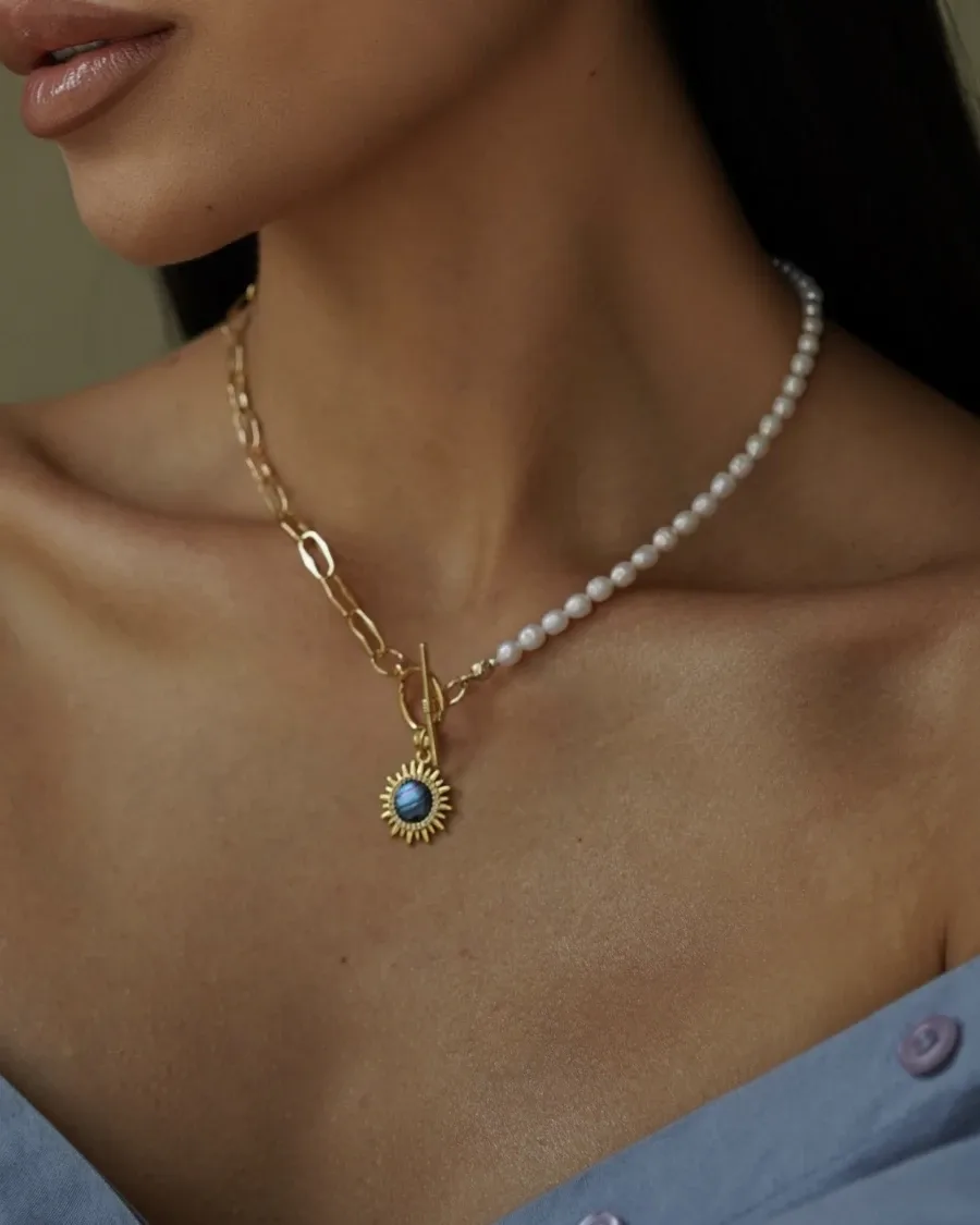 Кольє "Suny Chrome" - Медсплав, Річкові Перлини - арт. 2242075567 - Le'Perle - фото 1