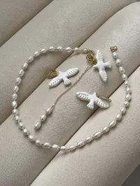 Кольє "Pearl Горлиця" - Медсплав, Річкові Перлини, Полімерна глина - арт. 5046794716 - Le'Perle - мініатюра 2