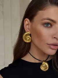 Сережки "Gold Shell" - Медсплав - арт. 2973399475 - Le'Perle - мініатюра 2