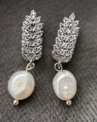 Сережки "Steel Pearl Kolos" - Медсплав, Річкові Перлини - арт. 7019851400 - Le'Perle - мініатюра 6