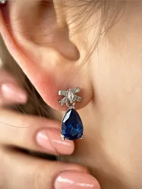 Сережки "Steel Blue" - Медсплав - арт. 2872450286 - Le'Perle - мініатюра 2