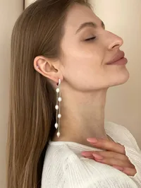 Сережки "Perla Says" - Медсплав, Преміум Перли - арт. 2621379763 - Le'Perle - мініатюра 3