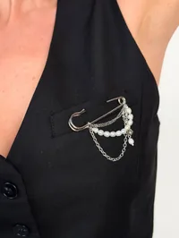 Шпилька "Silver Pearl" - Медсплав, Річкові Перлини - арт. 9953792644 - Le'Perle - мініатюра 1