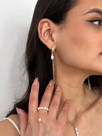 Сережки "Long Sparkling" - Медсплав, Преміум Перли - арт. 6584622498 - Le'Perle - мініатюра 2