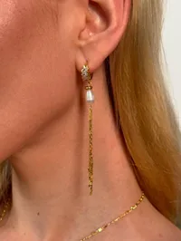 Сережки "Long Sparkling" - Медсплав, Преміум Перли - арт. 6584622498 - Le'Perle - мініатюра 4