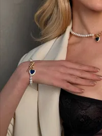 Браслет "Premium Heart" - Медсплав, Річкові Перлини - арт. 4724386277 - Le'Perle - мініатюра 4