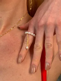 Каблучка "Gold Pearl" - Медсплав, Річкові Перлини - арт. 6657426259 - Le'Perle - мініатюра 4
