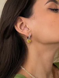Сережки "Yellow Lilly" - Медсплав, Ювелірне скло - арт. 9332256825 - Le'Perle - мініатюра 2