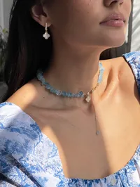 Кольє "Aqua Clover" - Медсплав, Аквамарин Крихта - арт. 4714799811 - Le'Perle - мініатюра 4