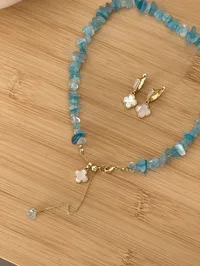 Кольє "Aqua Clover" - Медсплав, Аквамарин Крихта - арт. 4714799811 - Le'Perle - мініатюра 5