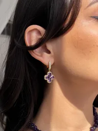 Сережки "Purple Clover" - Медсплав - арт. 8722986025 - Le'Perle - мініатюра 2