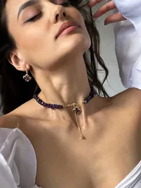 Кольє "Purple Clover" - Медсплав, Аметист Крихта - арт. 2956021297 - Le'Perle - мініатюра 5