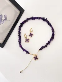 Кольє "Purple Clover" - Медсплав, Аметист Крихта - арт. 2956021297 - Le'Perle - мініатюра 6