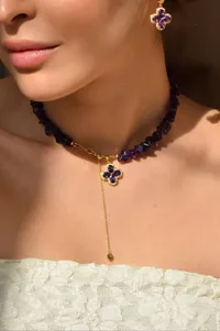 Кольє "Purple Clover" - Медсплав, Аметист Крихта - арт. 2956021297 - Le'Perle - мініатюра 4