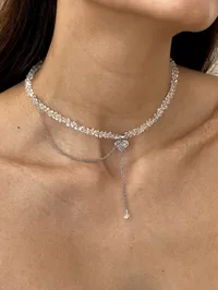 Кольє "Sparkle White" - Медсплав, Ювелірне скло - арт. 7934392361 - Le'Perle - мініатюра 4