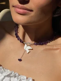 Кольє "Amethyst Горлиця" - Медсплав, Аметист Крихта, Полімерна глина - арт. 5397997527 - Le'Perle - мініатюра 4