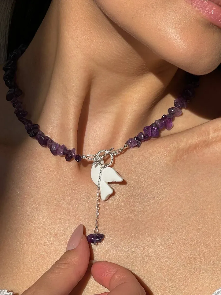 Кольє "Amethyst Горлиця" - Медсплав, Аметист Крихта, Полімерна глина - арт. 5397997527 - Le'Perle - фото 5