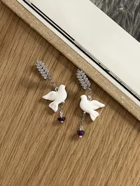 Сет "Amethyst Горлиця" - Медсплав, Аметист Крихта, Полімерна глина - арт. 7202909990 - Le'Perle - мініатюра 3